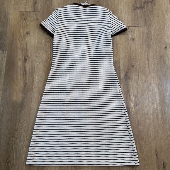Vintage David Crystal Knit Dress‎ Gold Button Striped Short Sleeve Size Small? - Picture 9 of 9